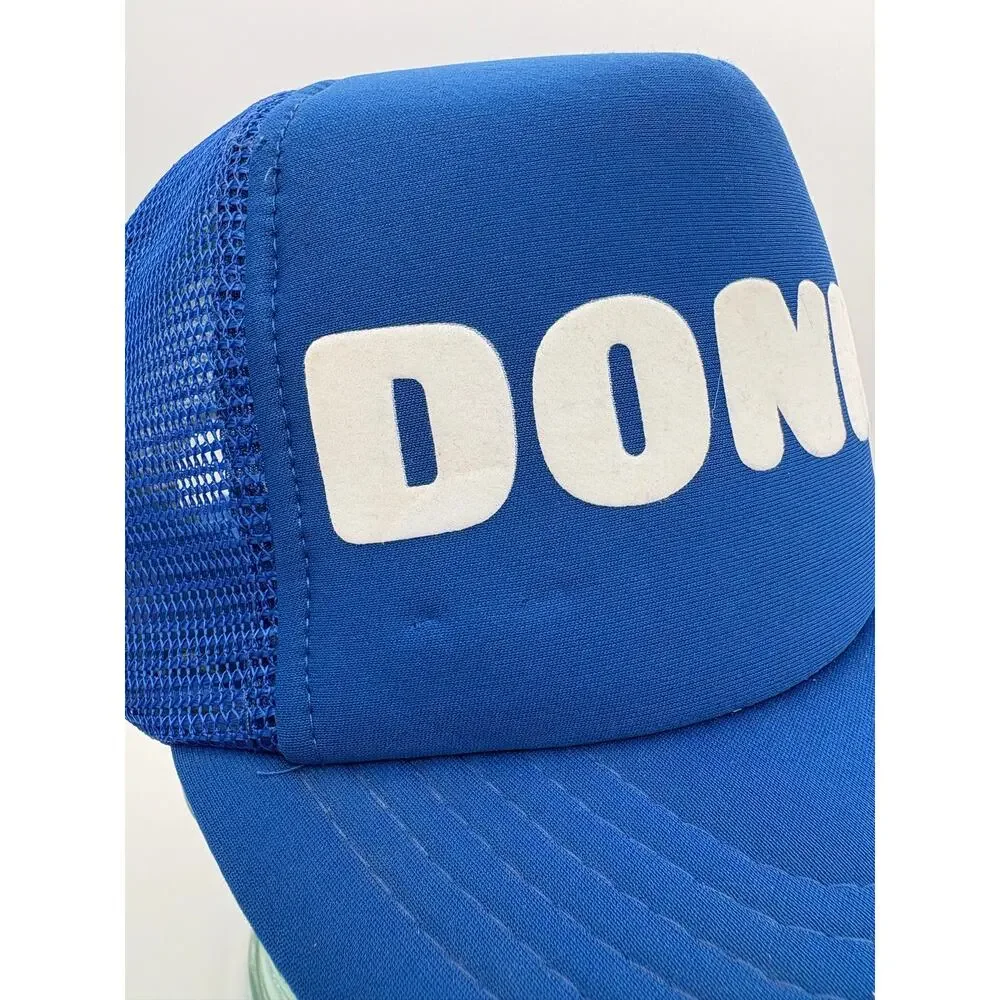 Vintage “Donna” Blue & White Adjustable Mesh Snap Back Trucker Hat OSFA